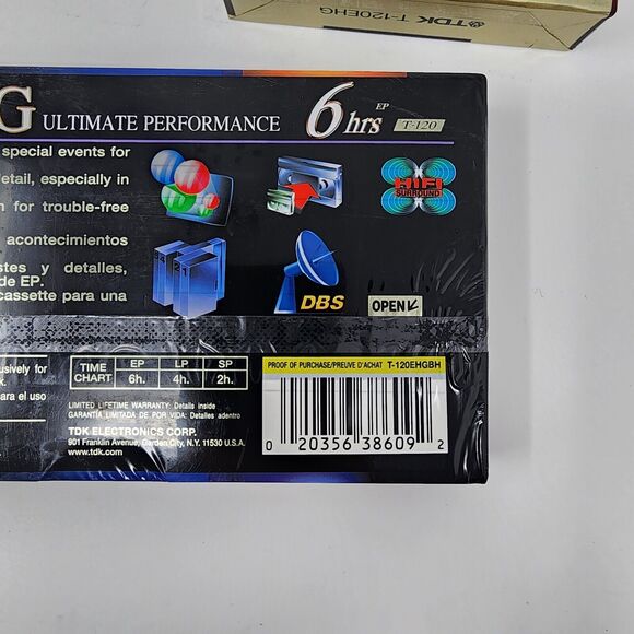 Lot of 3 TDK E-HG Extra High Grade EP 6 Hrs T-120 HiFi Blank VHS Tapes Sealed - Picture 5 of 6